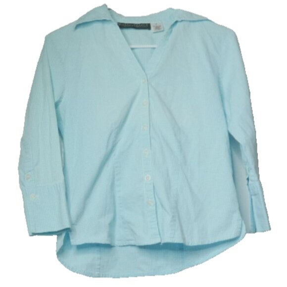 Benard Holtzman Fitted Shirt Size S Blue Check Cotton Button Up Long Sleeve - Picture 1 of 8